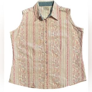 Generation West Wrangler Womens  Shirt Medium Pink Print Pearl Snap Sleeveless
